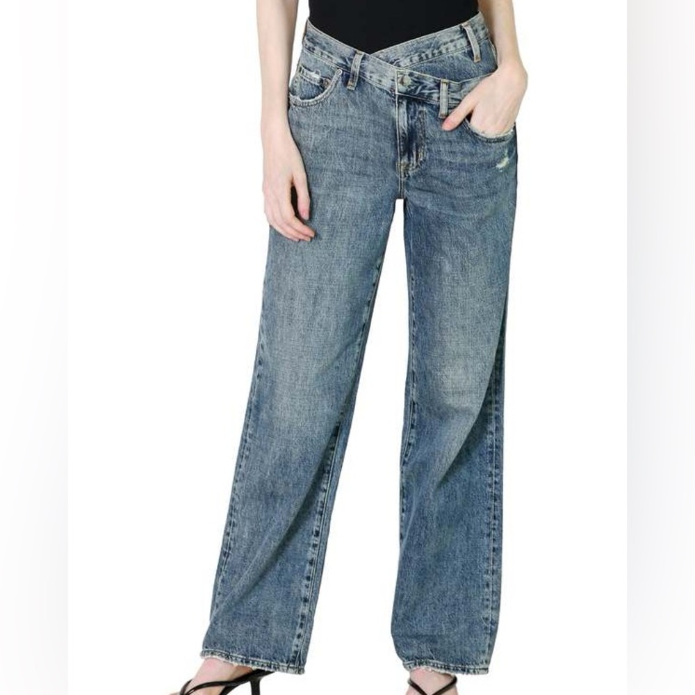 Pistola Jeans Womens 27 Blue Bobbie‎ High Rise Wide Leg Crossover Relaxed Fit
